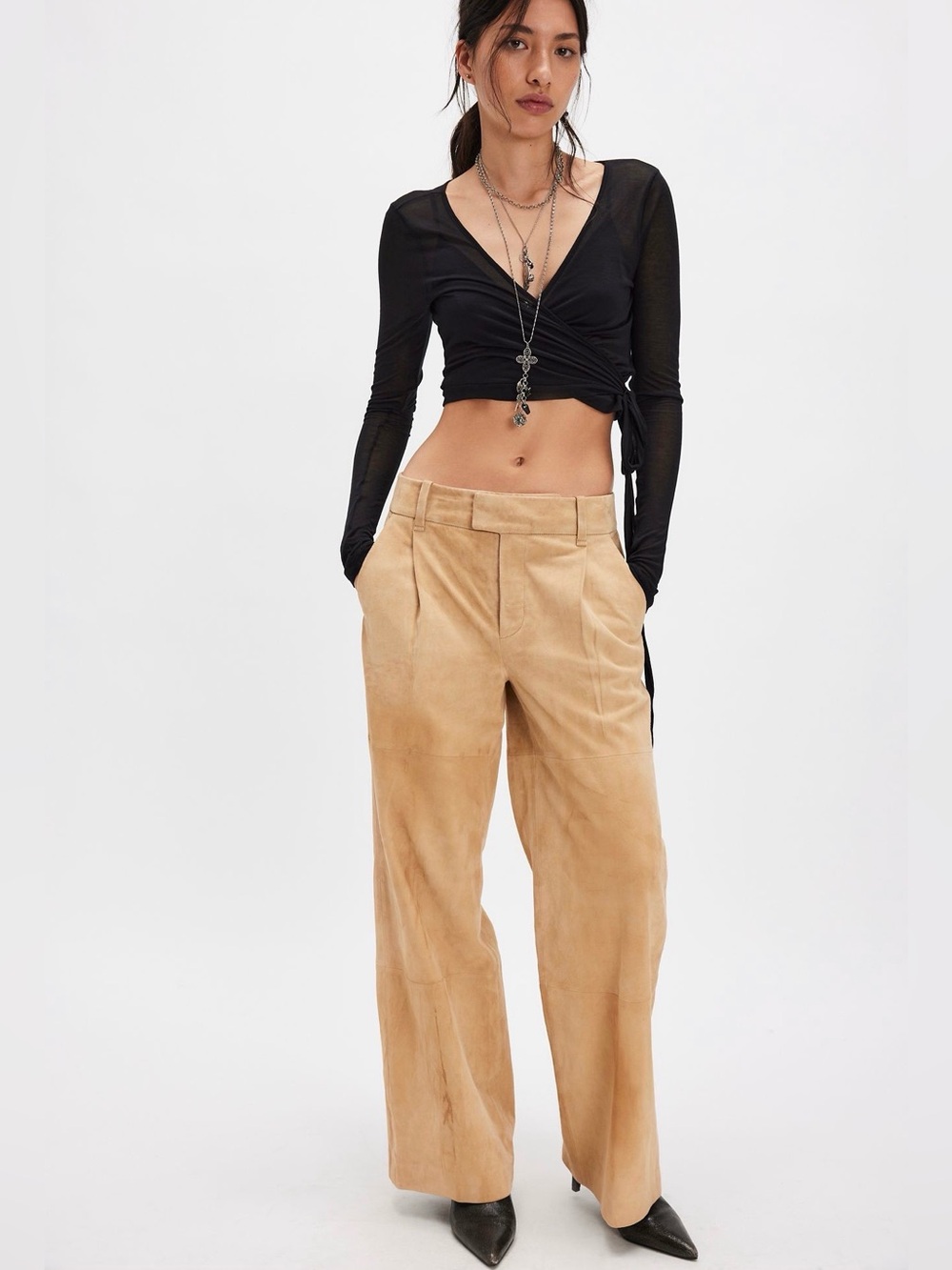 Free people skyler suede trousers pants size 12 nwt